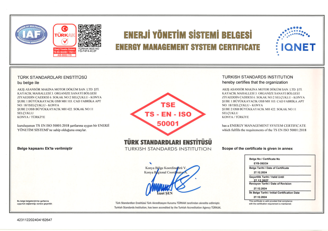 50001 Enerji Yönetim Sistemi Belgesi
